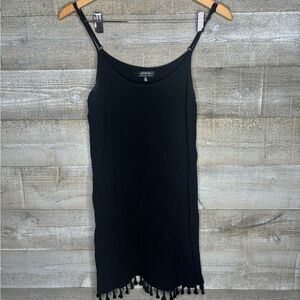 Cotton on medium black sleeveless fringe mini dress black